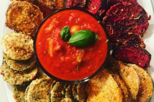 Organic Zucchini, Beet , Sweet Potato Chips with Organic Tomato Basil Dipping Sauce