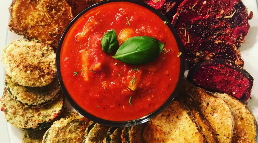 Organic Zucchini, Beet , Sweet Potato Chips with Organic Tomato Basil Dipping Sauce