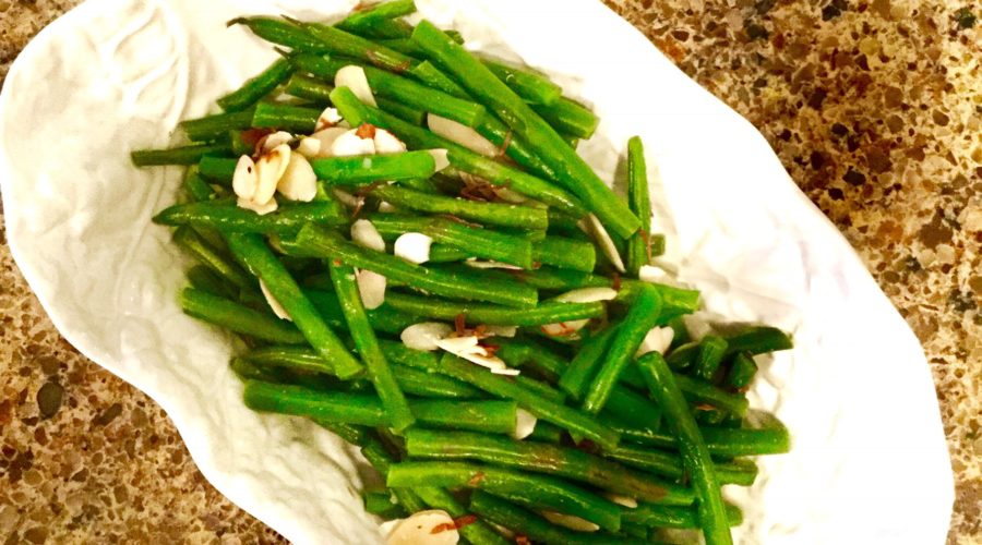 Sautéed Organic String Beans with Raw Sliced Almonds