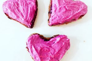 Vegan Blondie Brownies with Pink Protein Frosting